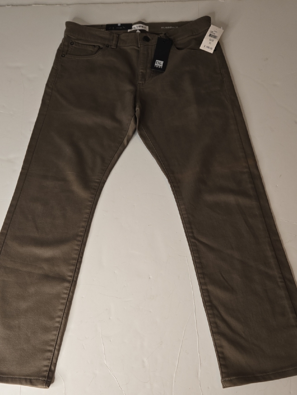 Russell DL1961 Premium Knit Denim   Moss Grey Slim Straight Pants/Jeans 31x32